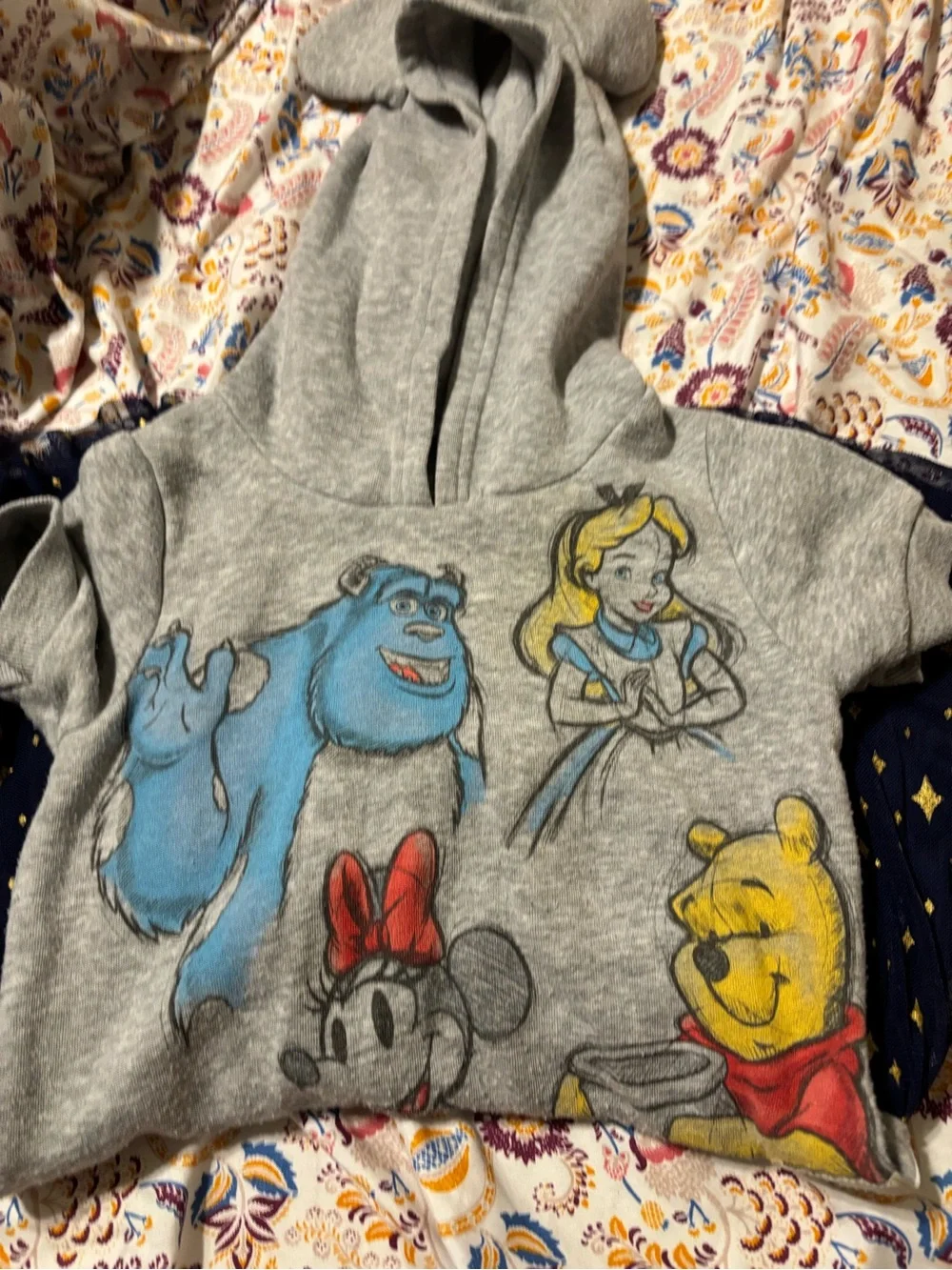 Disney Gray Kids Hoodie with Blue Character Detail #9